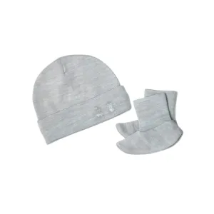 Merino Kids Cocooi Beanie   Bootie Set - Light Grey