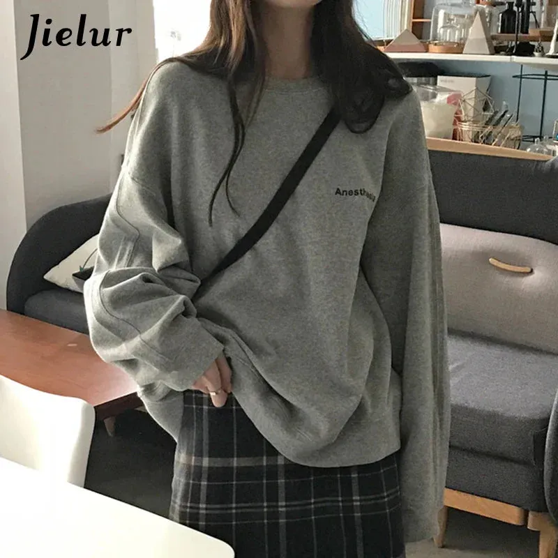 Metaversmall Kpop Letter Hoody Fashion Korean Thin Chic Women's Sweatshirts Cool Navy Blue Gray Hoodies for Women M-XXL