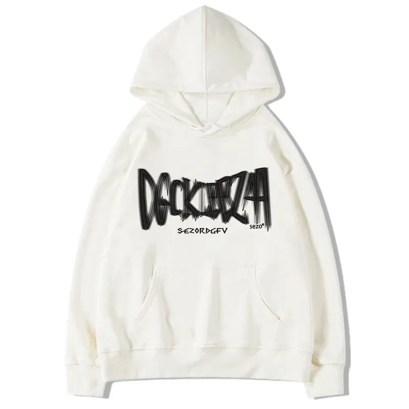Metaversmall Light Grey Hooded Chic Letter Print Female Hoodies Winter New 4-colors Fashion Pocket Loose Simple Casual Women Hoodies