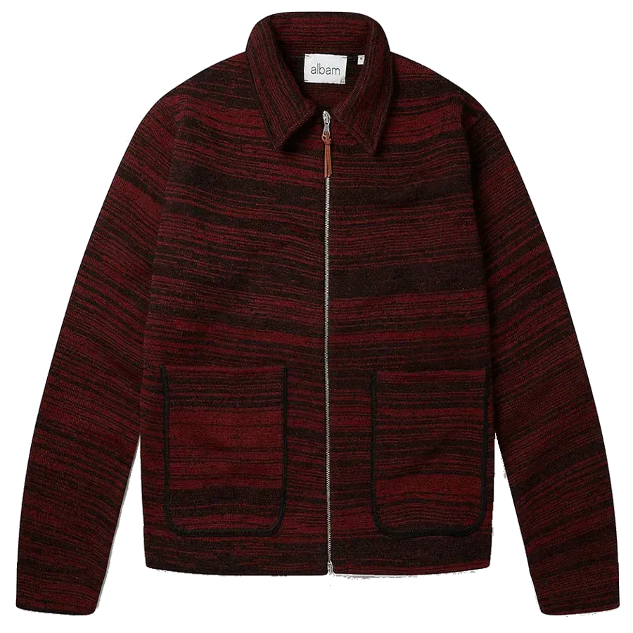 Milano Wool Track Top - Black / Red Stripe