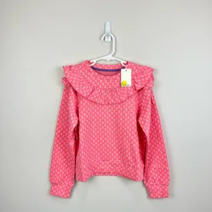 Mini Boden Frill Sweatshirt Crab Apple Pink Floral 9-10 NWT