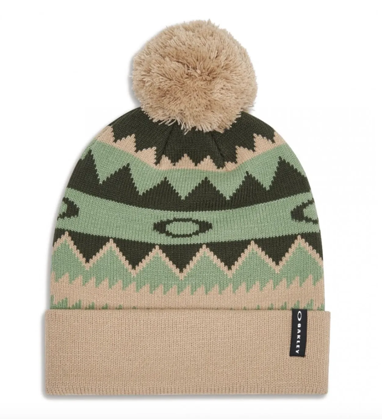 Oakley Printed Pom Beanie Green Norway Pattern