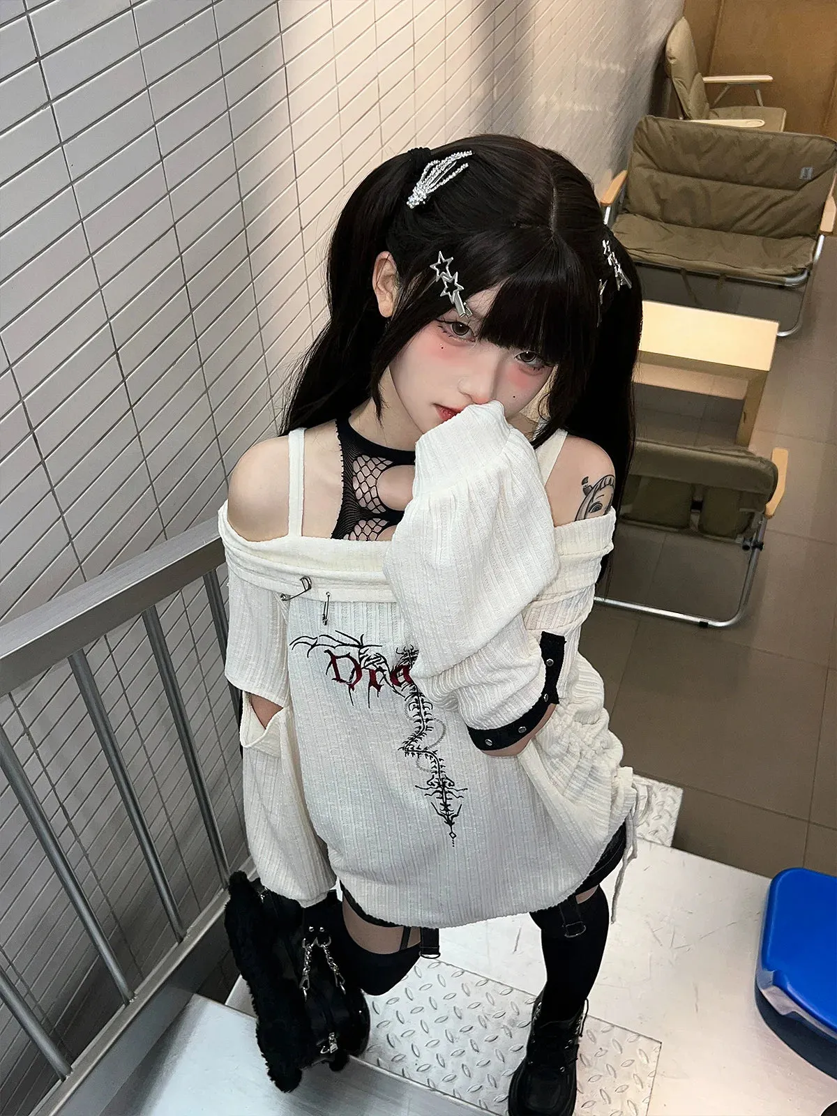 Off-the-shoulder Top Rock Punk