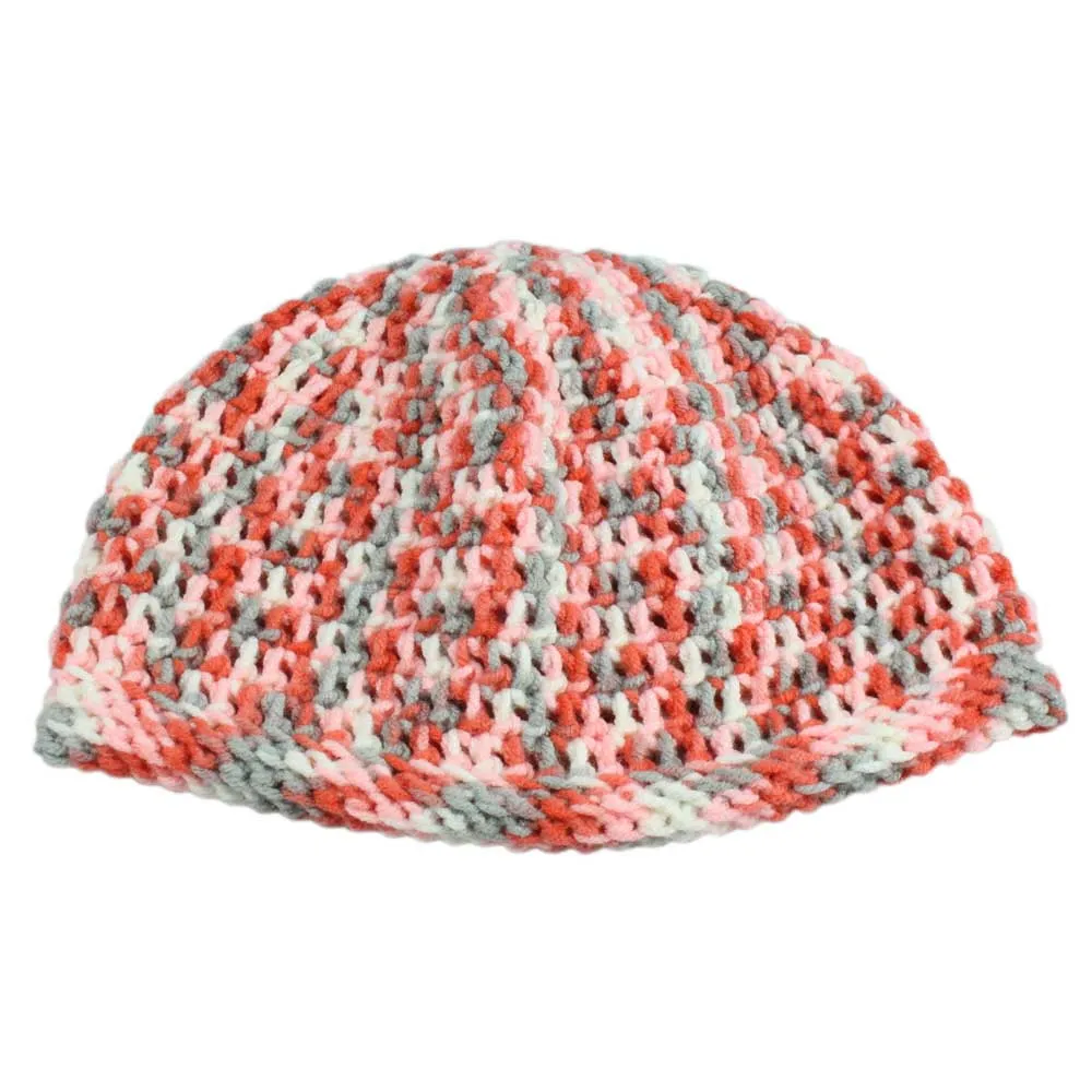 Orange and Gray Crochet Beanie Hat Small/Medium - JMCH13SM