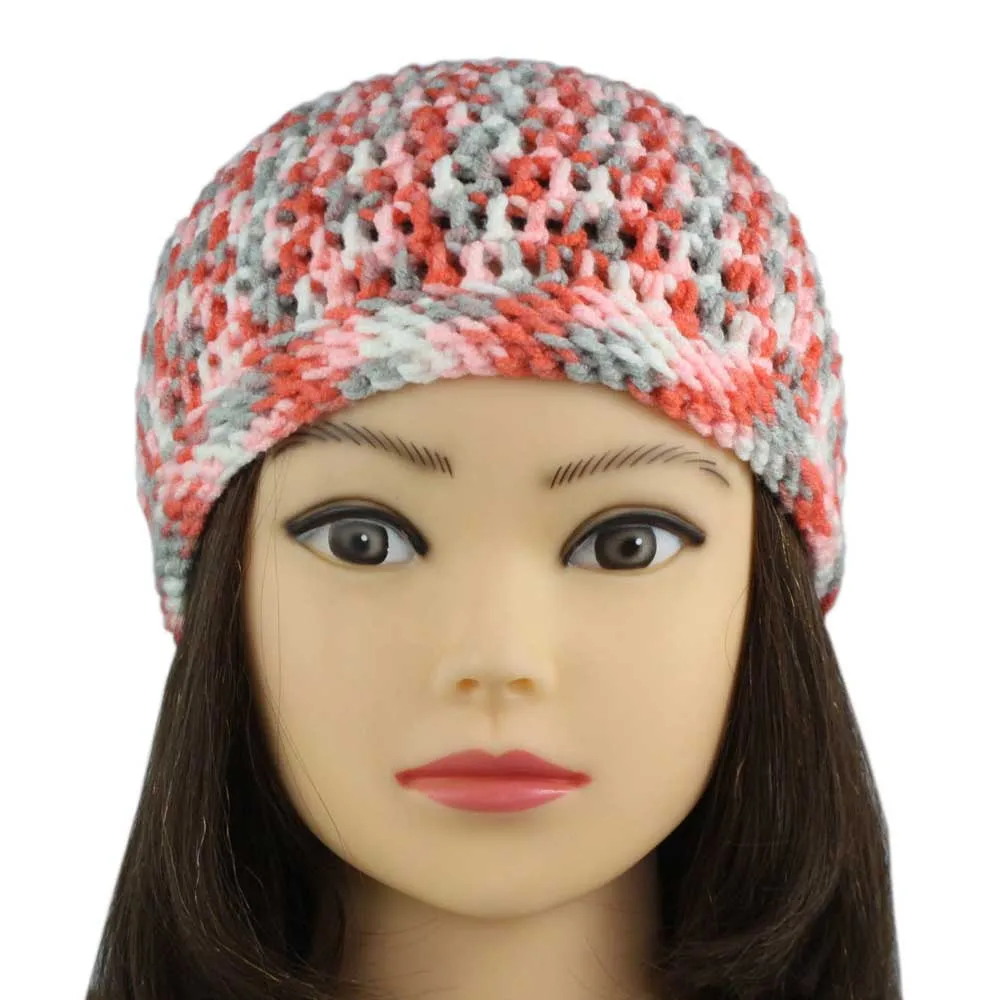 Orange and Gray Crochet Beanie Hat Small/Medium - JMCH13SM