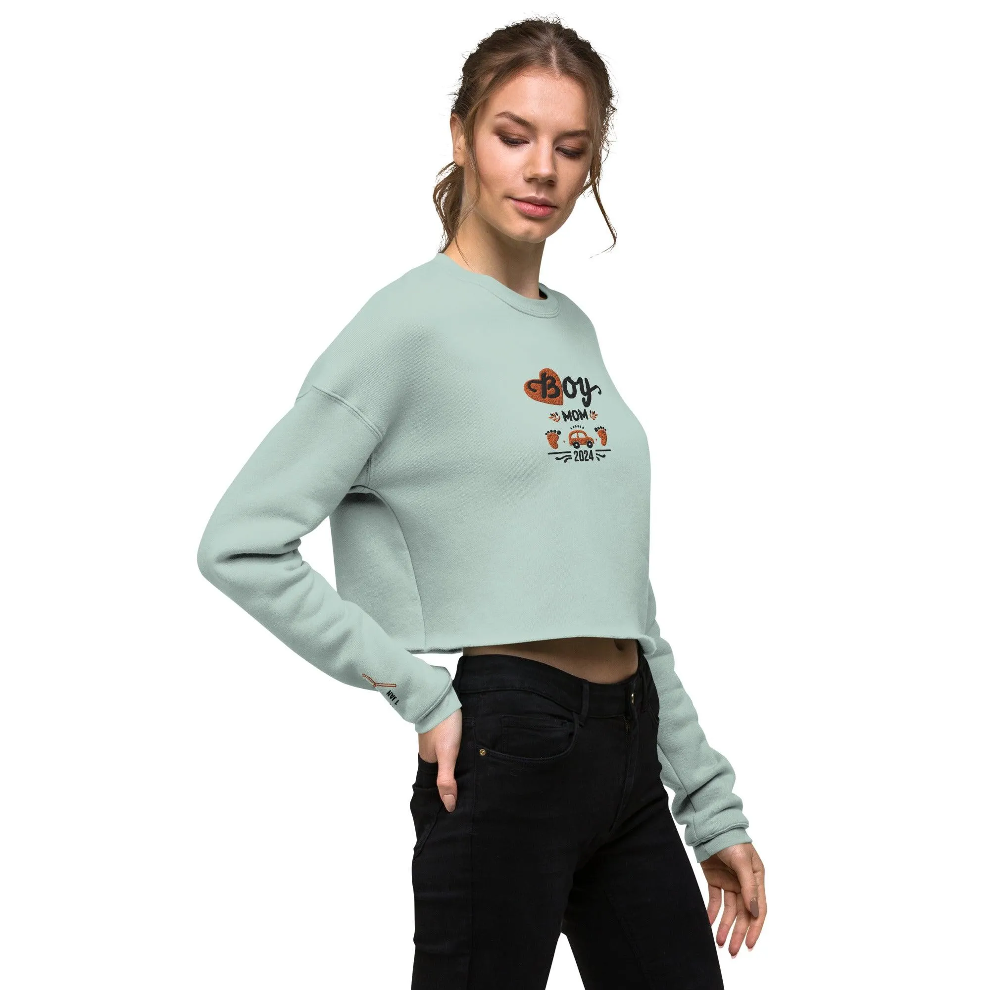 Personalize it! Embroidered Crop Sweatshirt Boy Mom