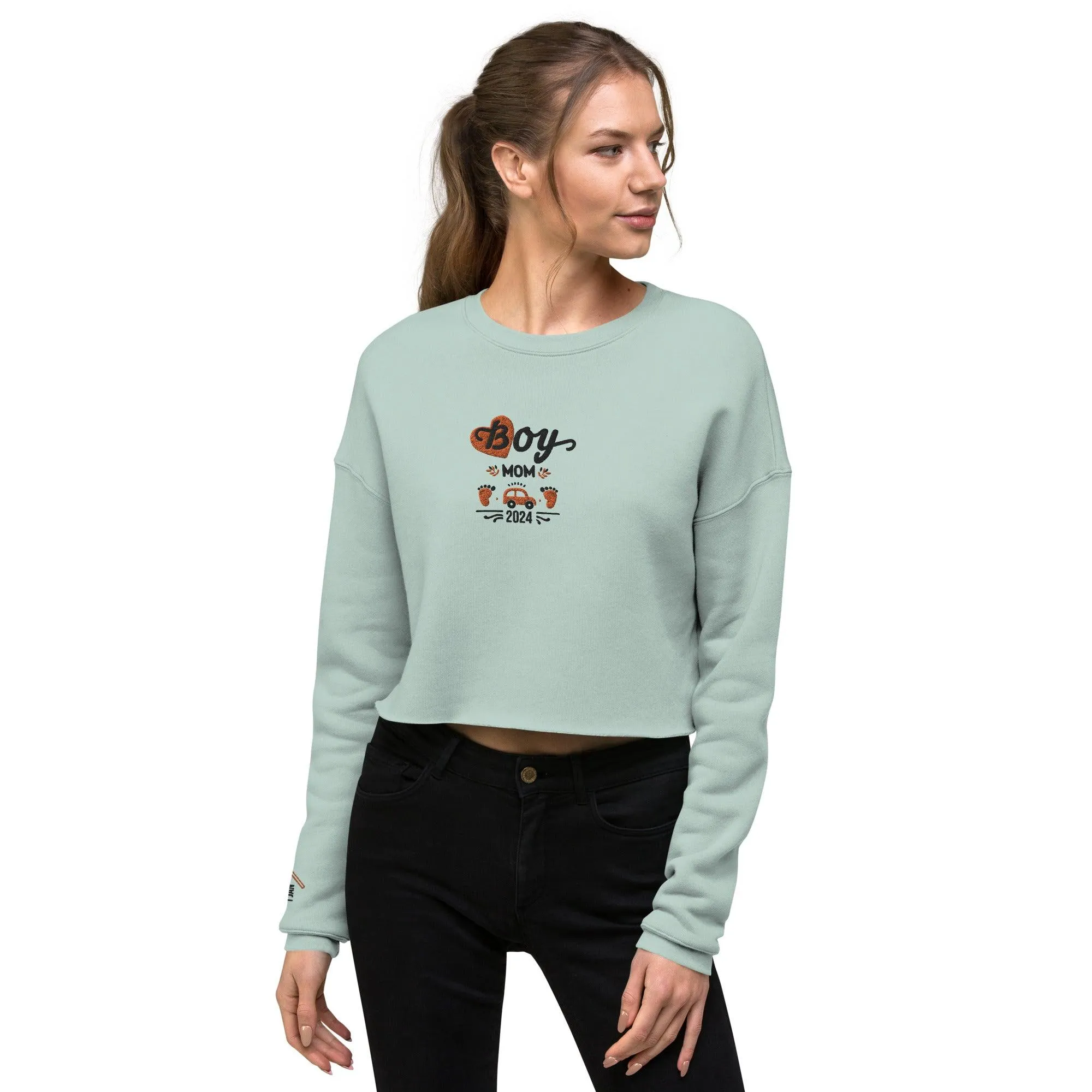 Personalize it! Embroidered Crop Sweatshirt Boy Mom