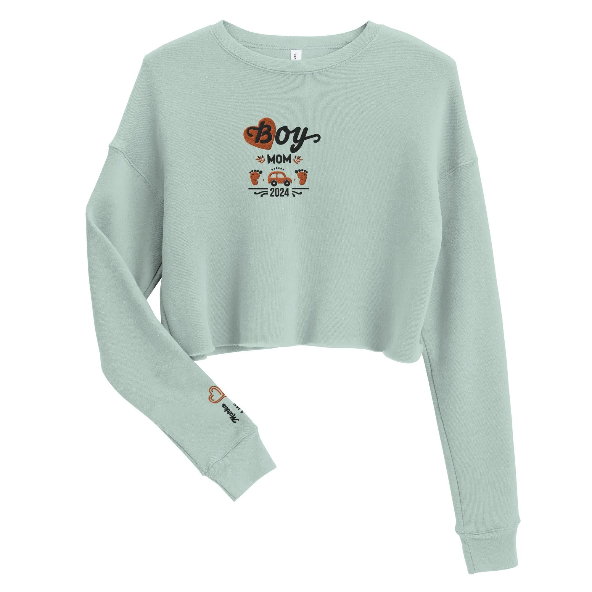 Personalize it! Embroidered Crop Sweatshirt Boy Mom