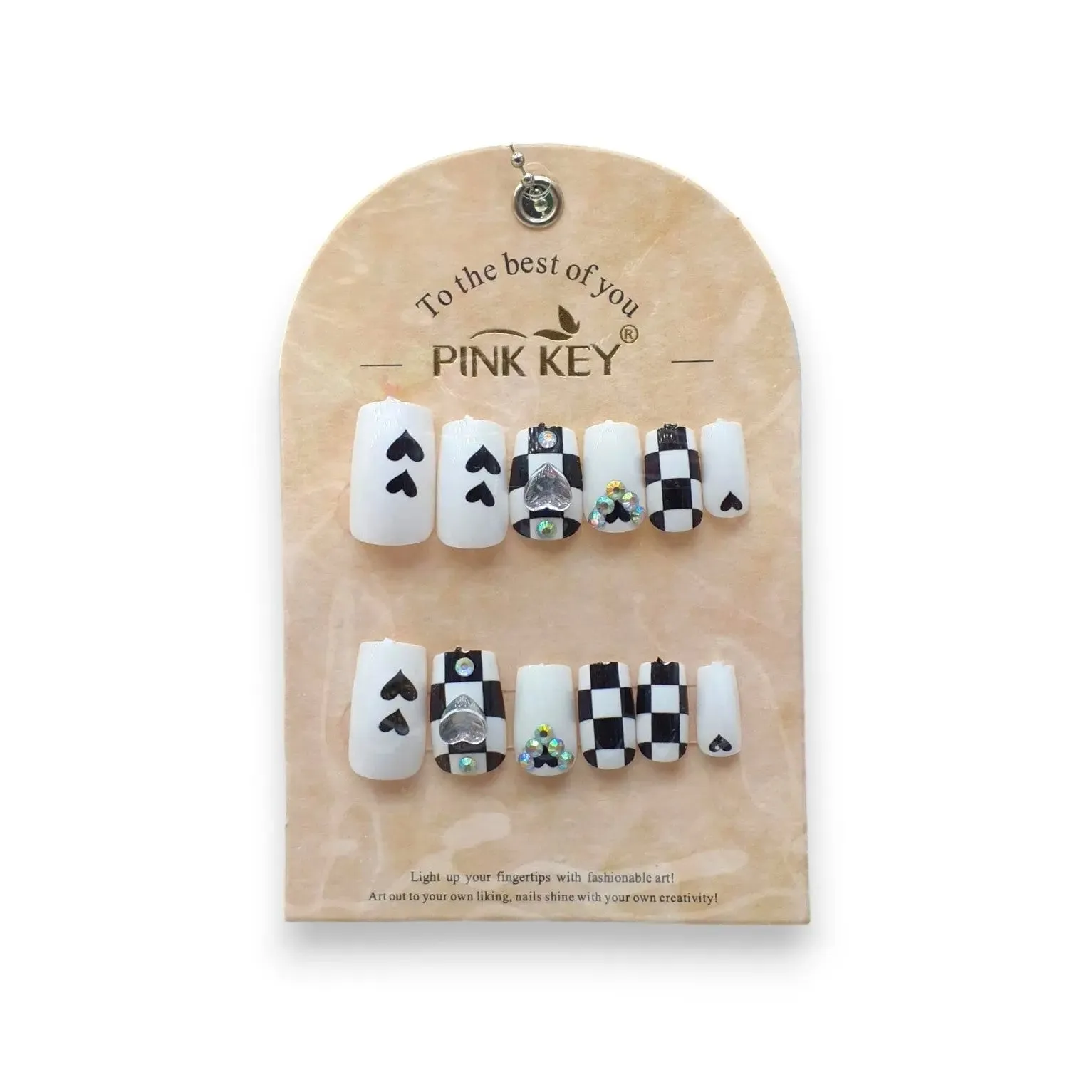 Pink Key Glamorous Nail Tips 12 pcs