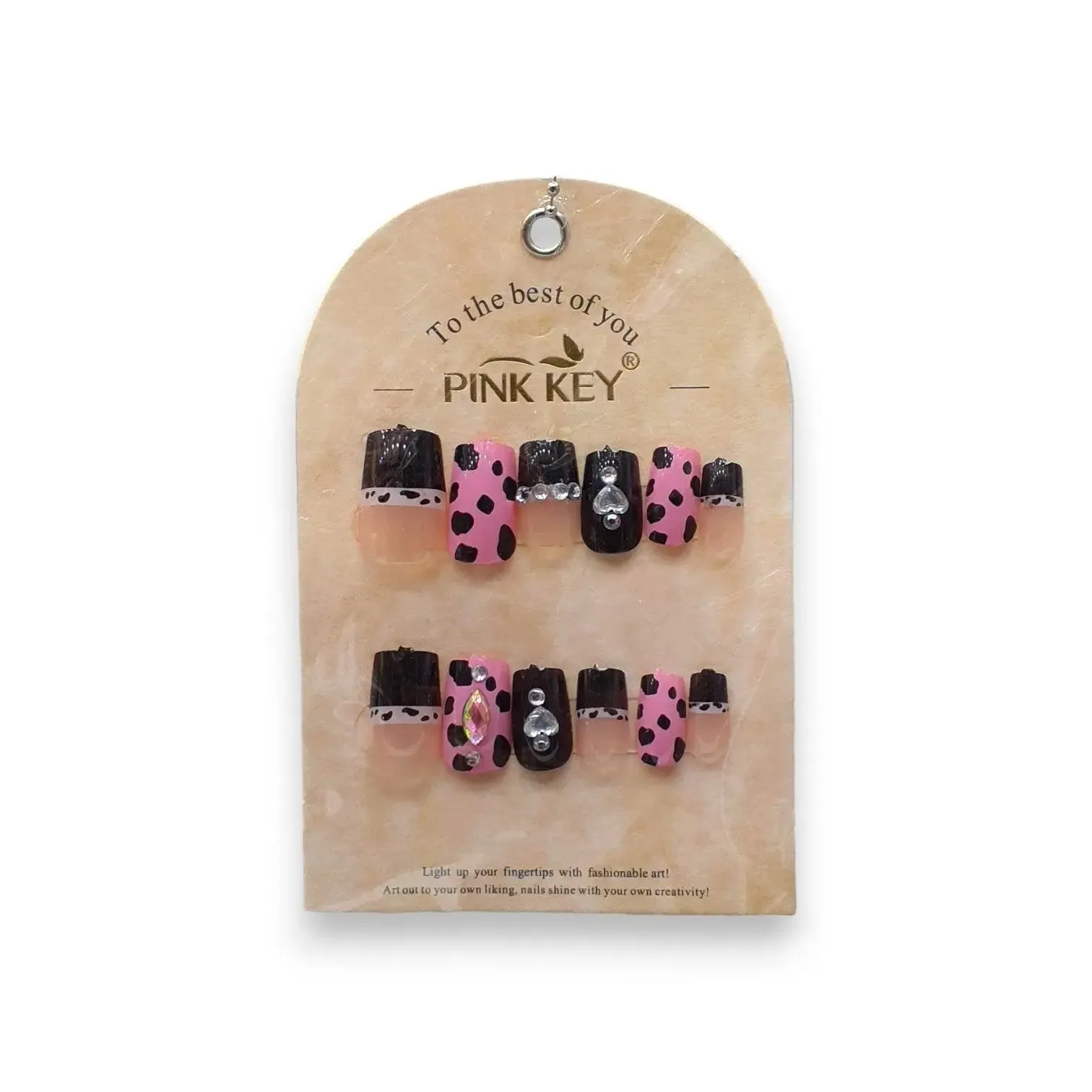 Pink Key Glamorous Nail Tips 12 pcs