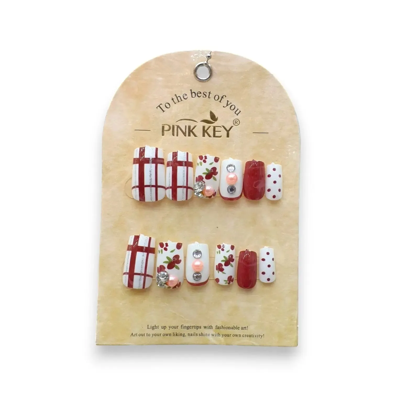Pink Key Glamorous Nail Tips 12 pcs