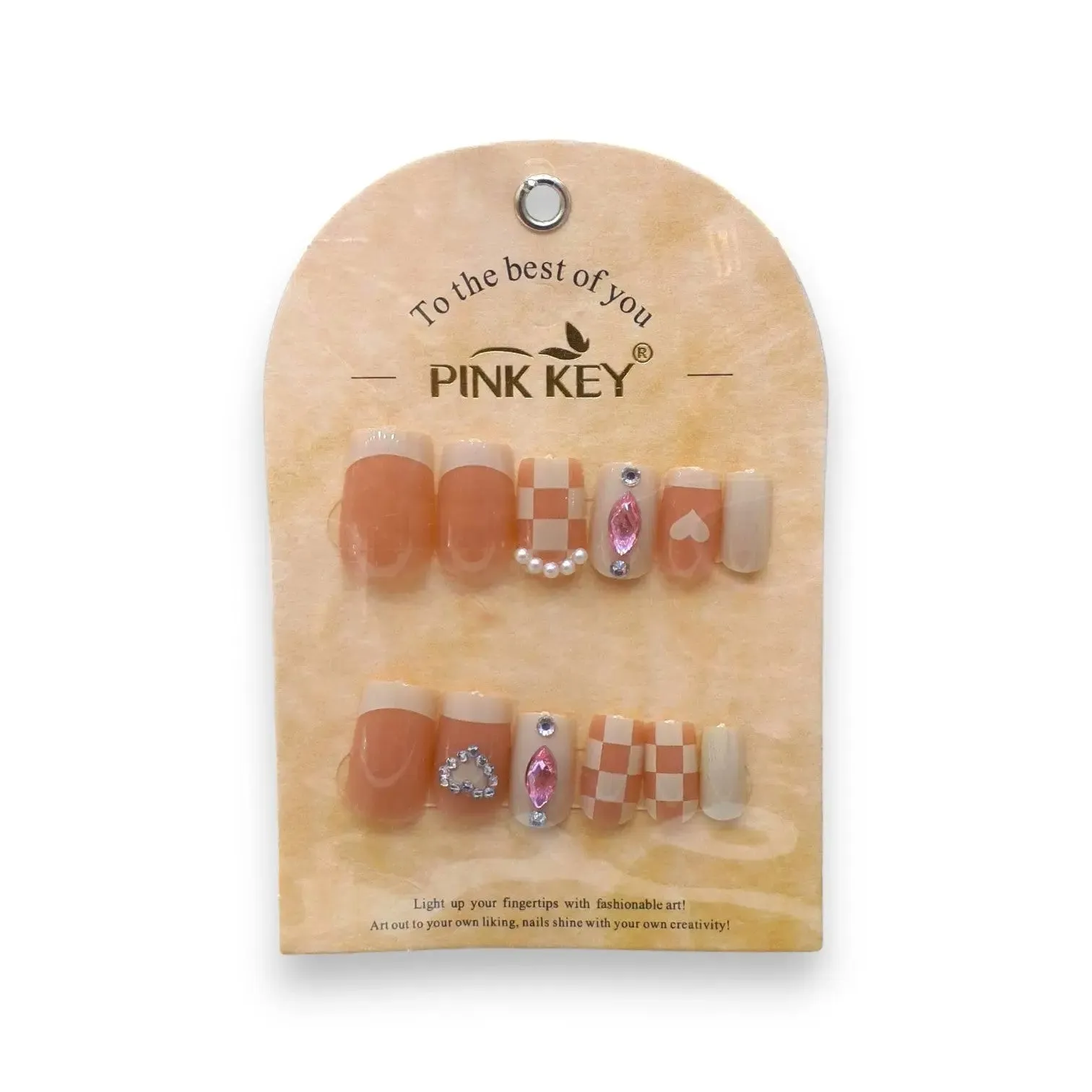Pink Key Glamorous Nail Tips 12 pcs