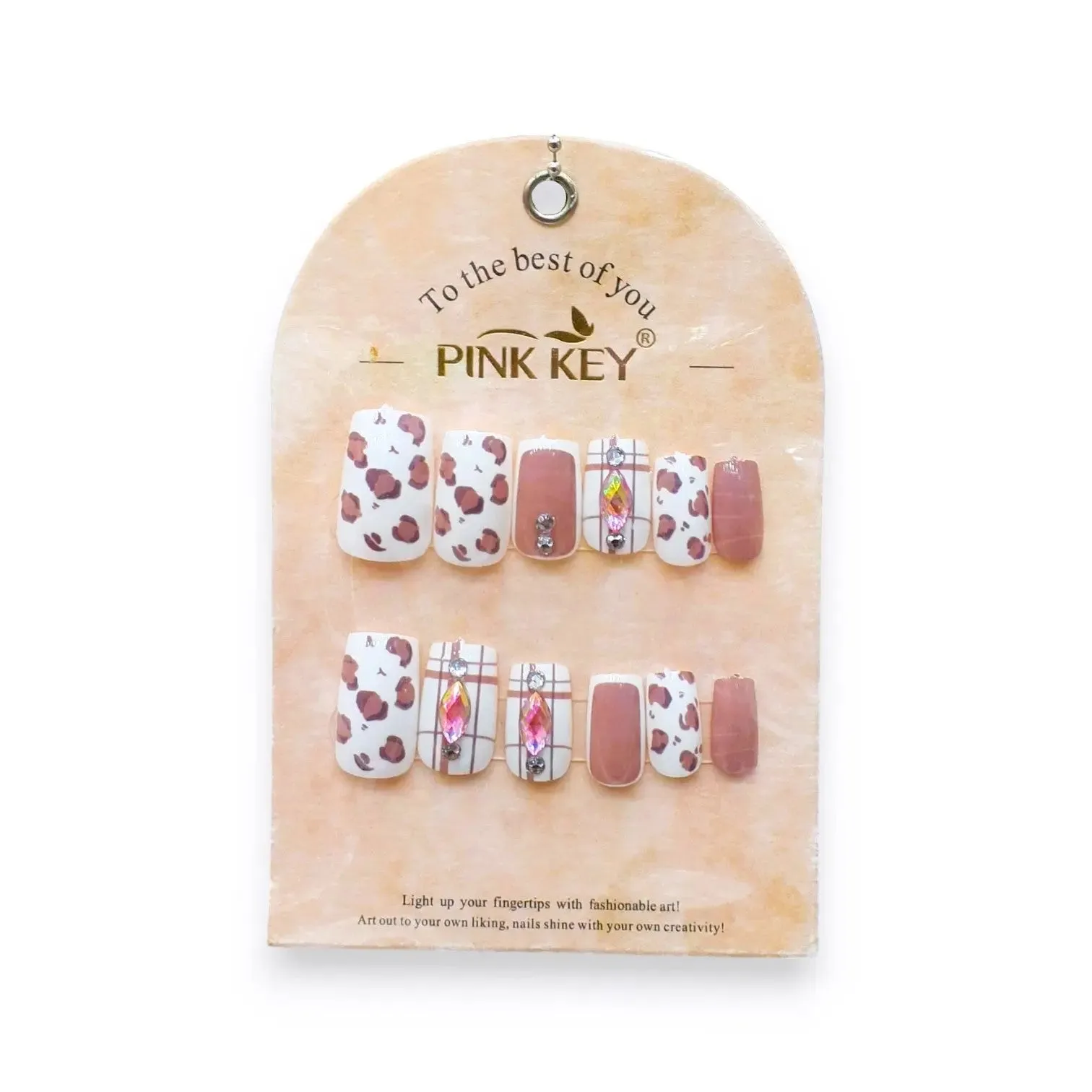 Pink Key Glamorous Nail Tips 12 pcs