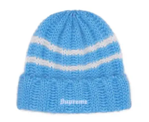 SUPREME BLUE BRISHED STRIPE BEANIE (AW24)