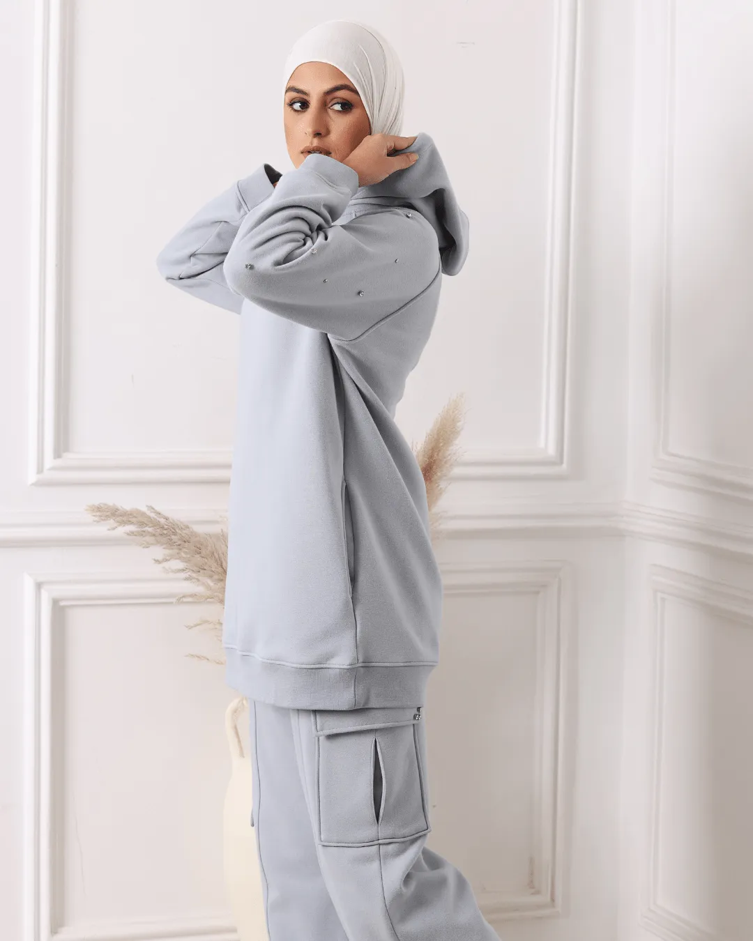 Sweat-shirt à Capuche Bleu Gris