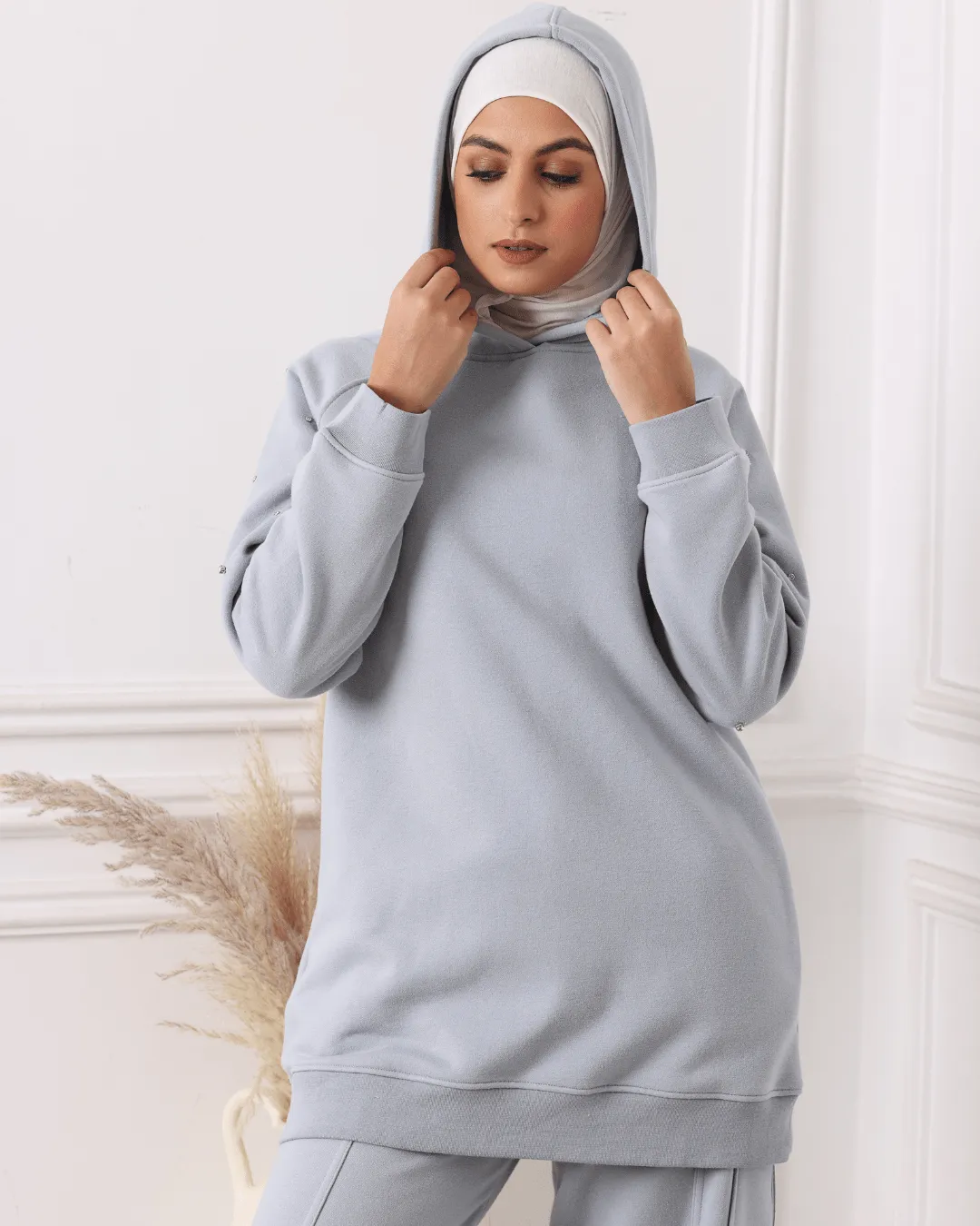 Sweat-shirt à Capuche Bleu Gris