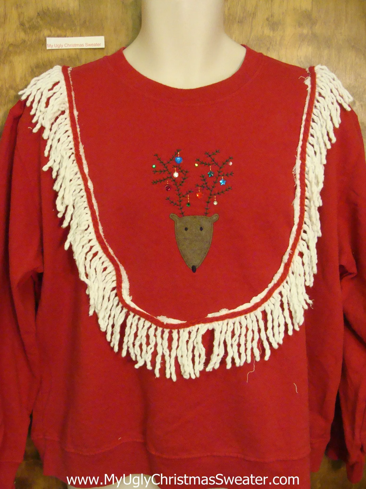 Tacky Christmas Sweatshirt Reindeer with Festive Antlers