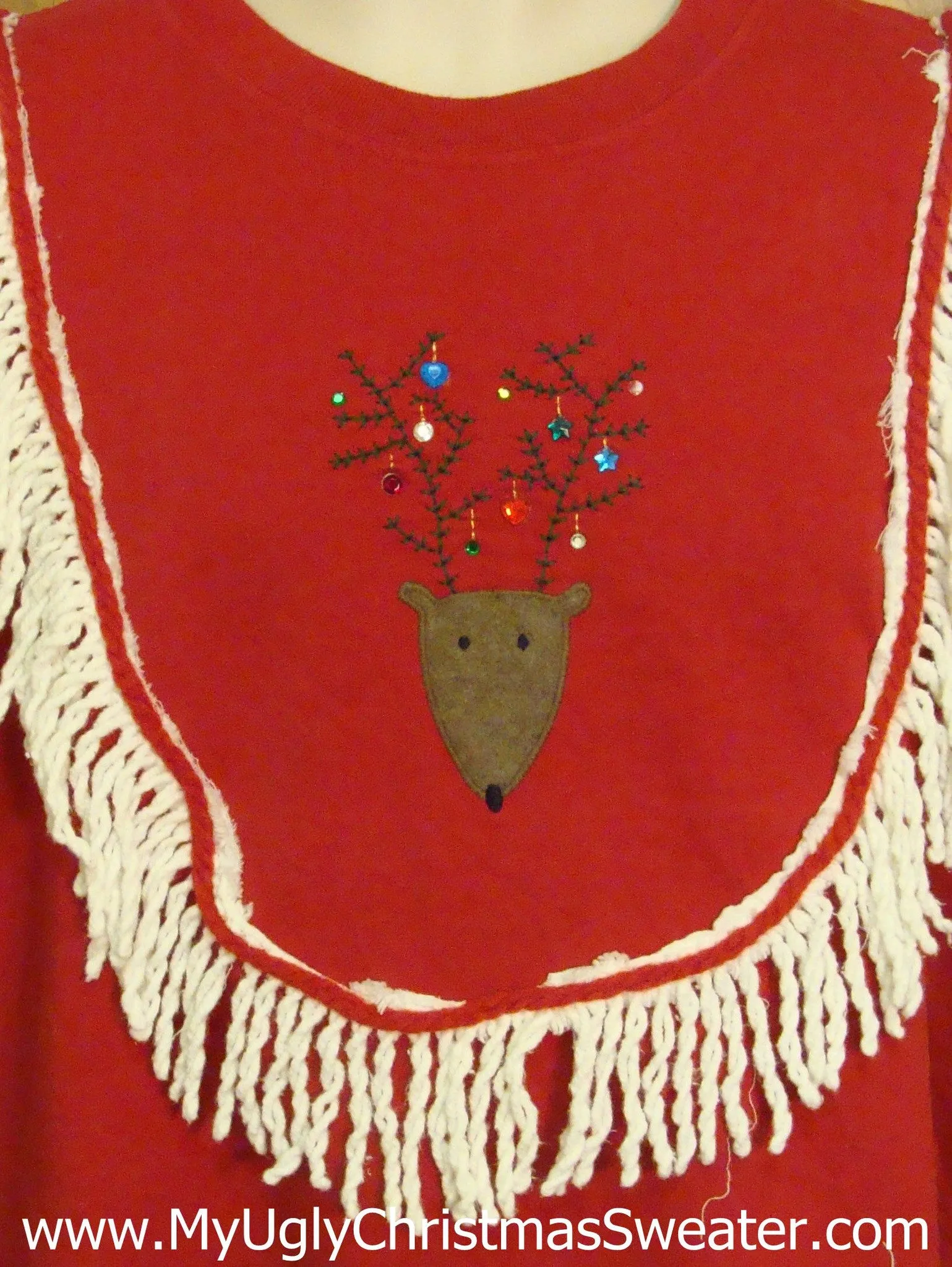 Tacky Christmas Sweatshirt Reindeer with Festive Antlers