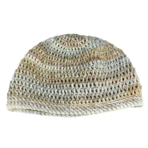 Tan and Gray Crochet Beanie Hat Medium/Large - JMCH21ML