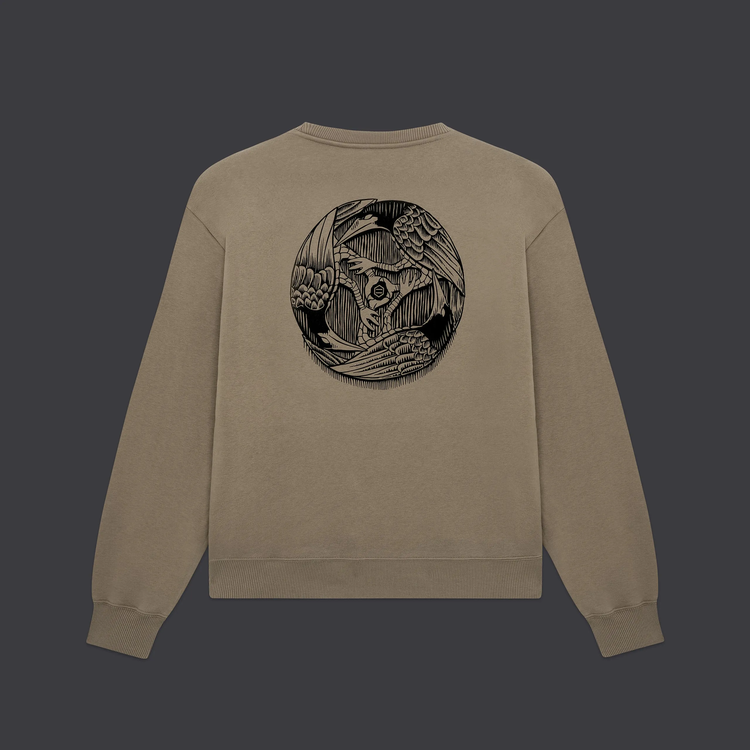 Three Ravens Crewneck Stone Brown