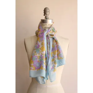 Vintage 1960s Mod Floral Print Rectangle Scarf