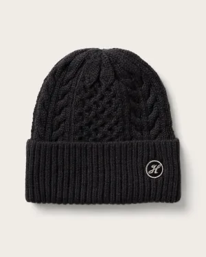 Vulcan Cable Knit Beanie in Black