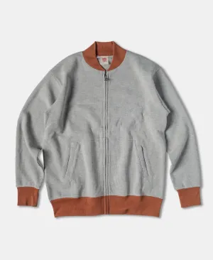Waffle Cotton Full-Zip Track Jacket - Gray
