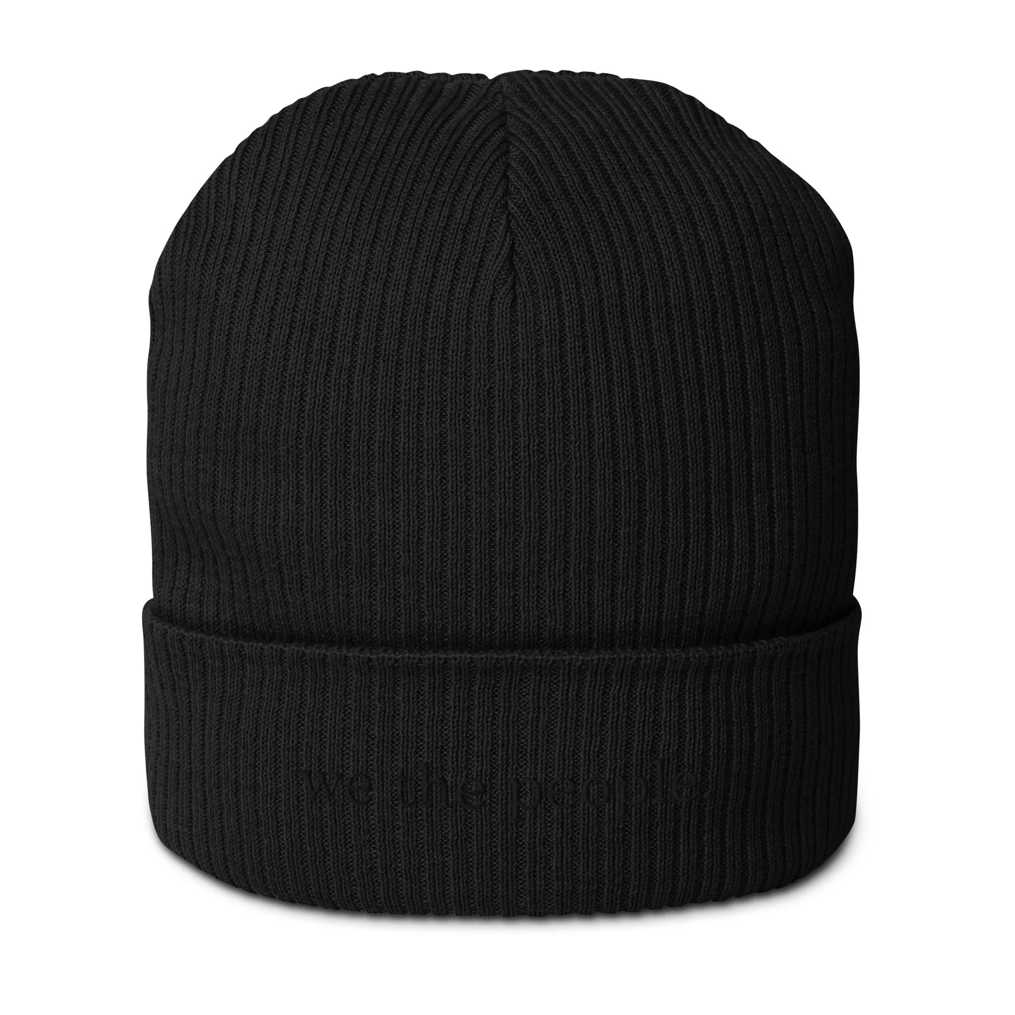 We the People Onyx Embroidered Organic Ribbed Beanie