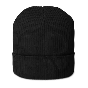 We the People Onyx Embroidered Organic Ribbed Beanie