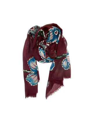 ZODA Pure Wool Scarf-Burgundy Flower